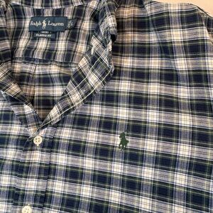 Men's Plaid Long-Sleeve Collared Button Down Shirt Size L